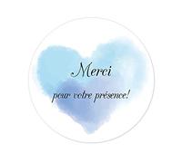 100 STICKERS 'Merci pour votre présence!' Autocollants Merci Mariage fleurs délicates 40MM ROND étiquettes labels pour faveurs de Mariage/Baptême/Communion/fête/cartes/dragees -UNI 324 (002)