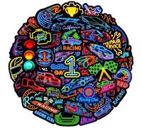 100 Stickers néon pour voiture de course,SANYUANHE Autocollants voiture course lumineux,Idées cadeaux pour fans de course,Décor graffiti néon pour bouteilles d’eau,valises,tablettes,enfants et adultes