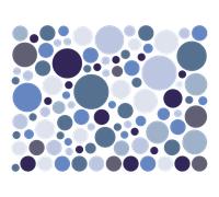 100 Stickers ronds bleus