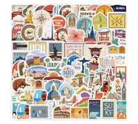 100 Stickers Scrapbooking Voyage, Autocollants Rétro en Vinyle Des Villes Les Plus Emblématiques Du Monde, Valises Stickers Sticker Bullet Journal pour Bagages Skate Guitare Ordinateur Portable Moto