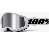 100% Strata 2 Essential Chrome Lunettes de motocross, Blanc/Noir