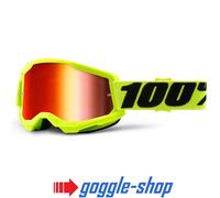 100% STRATA 2 Motocross MX Vélo MTB Lunettes Flou Jaune Clair / Lentille Miroir