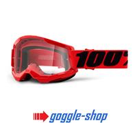 100% STRATA 2 Motocross MX Vélo MTB Lunettes Rouge Transparent / Lentille Miroir