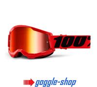 100% STRATA 2 Motocross MX Vélo MTB Lunettes Rouge Transparent / Lentille Miroir