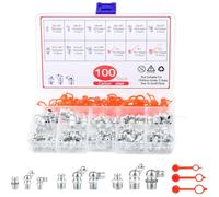 100 Stück Assortiment de Graisseur a Visser, M6 M8 M10 Graisseur a Visser, Droit Graisse Raccord 45° 90° 180°, Embout Pompe a Graisse, pour Équipement Mécanique Graisseur Hydraulique