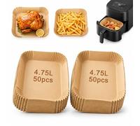 100 Stück Backpapier für Heißluftfritteuse, kompatibel mit Ninja Double Stack XL SL400EU 9,5L, 22 × 14 cm, rechteckige Airfryer Papier-Einlagen, antihaft, Einweg Zubehör