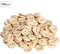 100 Stück Holzknöpfe, rund, farbig, DIY-Zubehör, 2-Loch-Knöpfe, 1,5 cm, zum Nähen, Basteln