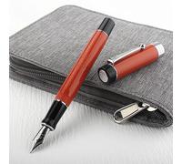 100 Stylo Plume En Résine Centenaire Rouge Avec Logo Ef/F/M/Convertisseur De Pointe Pliée Écriture Bureau D'affaires Cadeau Stylo À Encre-Fine 0,5 Mm-100-1