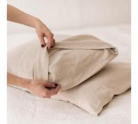 100% Taie d'oreiller en Lin, Ensemble Deux pièces, Poche enveloppe, Douce et Respirante, Convient à Toutes Les Saisons (Lin, 66x66cm)