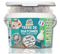 100% Terre de Diatomée Alimentaire Blanche | Terre de Diatomée Punaise de Lit | Poudre de Diatomée Cafard | Terre de Diatomée (600g) (600g vrac) (GRISE Seau 1.5Kg (5L) + Souffleuse 100ml)