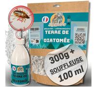 100% Terre de Diatomée Alimentaire Blanche | Terre de Diatomée Punaise de Lit | Poudre de Diatomée Cafard | Terre de Diatomée poule (Doypack 300g + Souffleuse 100ml BLANCHE)