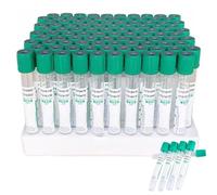 100 Tubes De Prélèvement Sanguin Sous Vide (3ml/5ml/10ml), Contenant De L'héparine De Sodium/Héparine De Lithium, Tubes En Verre, Avec Bouchons À Vis Verts, Pour Laboratoires HeparinLithium-5ml