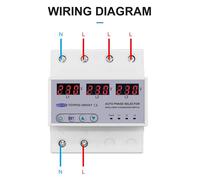 100 Une Triphasé 3p + N Voltmètre À Sélecteur De Phase Sur Rail Avec Protecteur De Relais De Surveillance De Protection Réglable Contre Les Surtensions Et Les Sous-Tensions