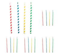 100 unité - Pailles À Franges Avec Cuillère Ø0,8X21 Cm Assorti Papier (Lot de 5)