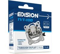 100 Universal TV Aerial Socket, Recessed TV-R 2 Connectors, Suitable for Terrestrial TNT DVB-T/T2, Cable DVB-C, Radio, FM, Dab+, 2 Outputs