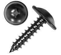 100 Vis à Tôle cruciforme tête bombée plate avec rondelle galvanisé noir 4,2 x 13 mm