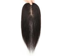 100% Vrais Toppers De Cheveux Humains pour Les Femmes avec des Cheveux Clairsemés Base De Soie Clip dans La Pièce De Cheveux sans Frange Toupee Natural Black Top Exten, One Color, 16 inch