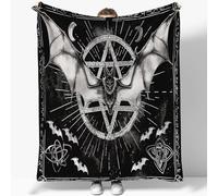 100 x 130 cm Couverture Sherpa Noir Couverture de Lancer pour Canapé, lit, Chauve Souris Gothique Couverture en Peluche Imprimée, Ultra Douce Couverture Chaude pour lit