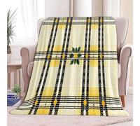 100 x 130 cm Plaid Couverture Polaire Motif De Treillis Géométrique Rétro, Douce Moelleuse Flanelle Lit Jeté Canapé Convient Adultes et Enfants Rester Chaud Hiver, Crème