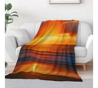 100 x 130 cm Plaid Couverture Polaire Nature Coucher De Soleil Plage, Douce Moelleuse Flanelle Lit Jeté Canapé Convient Adultes et Enfants Rester Chaud Hiver, Couleur Orange
