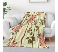 100 x 130 cm Plaid Couverture Polaire Vintage Fleuri Shabby Chic, Douce Moelleuse Flanelle Lit Jeté Canapé Convient Adultes et Enfants Rester Chaud Hiver, Crème
