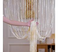 100 x 200 cm - Rideaux coulissants - Rideau de porte à perles - Décoration d'intérieur - Rideau de séparation de pièce - Rideau à ficelles - Panneau mural à franges pour porche, salon (qianhuangbai