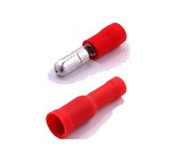 100 x Cosse Electrique Cylindriques Rouge (50x Male et 50x Femelles) - Cosses Electriques (Pour fils jusqu'à 0.4mm to 1mm²)