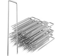 100 X Garden Pegs,Rustproof Steel Ground Anchor Pegs,U-Shape Ground Anchor,Stable Ground Anchor For Weed Weed,Garden Canvas,Fence And Camping
