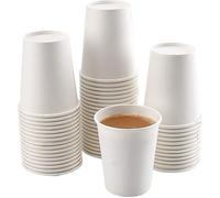 100 x Gobelets à café jetables en carton blanc ECO 240ml (8oz) pour les boissons chaudes et froides.