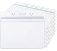 100 X Horizontal Transparent Plastic Id Card Holders For Bus,Student And Business Cards