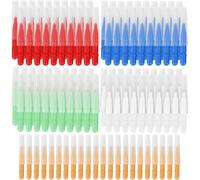 100 X Interdental Brushes,Interdental Stick,Interdental Brush With Lid,Dental Cleaning Brush For Interdental Hygiene (5 Colours)