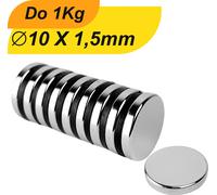 100 x plaque magnétique néodyme aimant rond super aimant fort petits aimants plats aimants 10 x 1,5