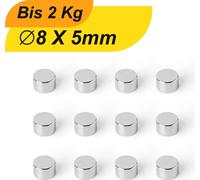 100 x plaque magnétique néodyme aimant rond super aimant fort petits aimants plats aimants 8x5