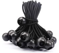 100 X Rubber Bungee Cord With Ball,15 Cm Tarpaulin Bungee Cord,Elastic Cord With Ball For Tents,Tarpaulin,Poster,Camping (Black)