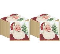 100 x Serviettes de Noël Papier-Père Noël Traditionnel Jetables Xmas Serviettes Festives Family Friendly Décorations de Table Rouge et Blanc Vintage Cosy Nostalgic Vibe Conçu au Royaume-Uni 2ply 33cm