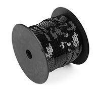 100 Yards 6mm Garniture Métallique Brillante, Rouleau De Ligne De Paillettes, Ligne De Paillettes Plates Et Rondes, Rouleau De Ruban De Paillettes Pour L'artisanat, Les Embellissements(Le noir)