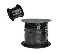 100 Yards Rouleaux de Paillettes Sequins, 6 mm Ruban Sequin pour Embellissements, PVC Garniture à paillettes, Paillettes Plates Bande pour Fabrication de Bijoux Bandeau Costume (Noir)