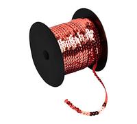 100 Yards Rouleaux de Paillettes Sequins, 6 mm Ruban Sequin pour Embellissements, PVC Garniture à paillettes, Paillettes Plates Bande pour Fabrication de Bijoux Bandeau Costume (Rouge)