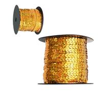 100 Yards Rouleaux de Paillettes Sequins, 6 mm Ruban Sequin pour Embellissements, PVC Garniture à paillettes, Paillettes Plates Bande pour Fabrication de Bijoux Bandeau Costume (Or Laser)