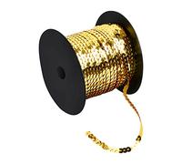 100 Yards Rouleaux de Paillettes Sequins, 6 mm Ruban Sequin pour Embellissements, PVC Garniture à paillettes, Paillettes Plates Bande pour Fabrication de Bijoux Bandeau Costume (Or Foncé)