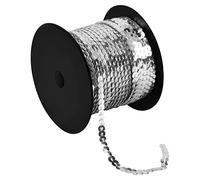 100 Yards Rouleaux de Paillettes Sequins, 6 mm Ruban Sequin pour Embellissements, PVC Garniture à paillettes, Paillettes Plates Bande pour Fabrication de Bijoux Bandeau Costume (Argent)