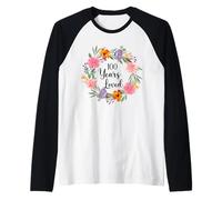 100 Years Loved 100th Birthday Floral 100 Year Old Men Women Manche Raglan