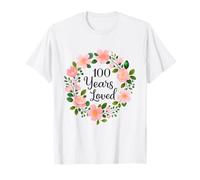 100 Years Loved Floral 100th Birthday Design for Mom Grandma T-Shirt