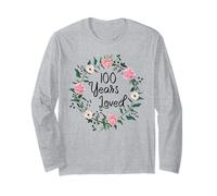 100 Years Loved Men Women Floral 100 Year Old 100th Birthday Manche Longue