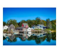 1000 (50x70cm)-Piece Adult Puzzle Featuring a Tranquil Small Town Landscape Built by The Water, a Youth Game, Intellectual Toy, and Gift