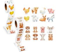1000 animaux bonus ensemble d'autocollants ronds (16 motifs d'animaux de bande dessinée) animaux ruraux, assisJungle thème autocollants imperméables enfants bonus stickers” (4)