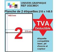 1000 étiquettes 210 x 148.5 mm autocollantes - soit 500 feuilles A4 - planche de 2 étiquettes adhésive A5 210 x148.5 Réf UNIVERS