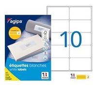 Agipa 100982 Lot de 1000 Etiquettes multi usage coins arrondis 99,1 x 57 mm Blanc