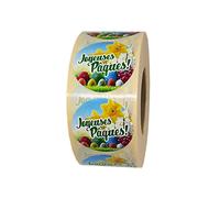 1000 étiquettes cadeaux JOYEUSES PÂQUES - Rondes Ø 35 mm - Sticker autocollant en papier.