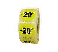 1000 étiquettes soldes -20% - Pastille ronde Ø 35 mm